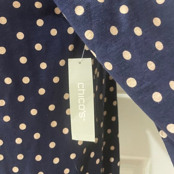 POLKA DOT NAVY BLUE  PINK PREPPY CARDIGAN CHICOS SIZE 1 US MEDIUM - Picture 6 of 16